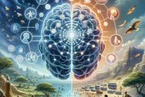 image showing the essence of evolutionary psychology illustrating the concept of the human minds evolution through millennia