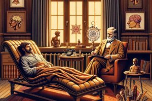 psychoanalysis image portrays a classic psychoanalytic therapy session