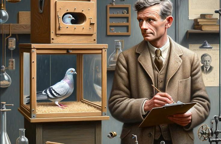 B F Skinner surrounded by the tools of his trade